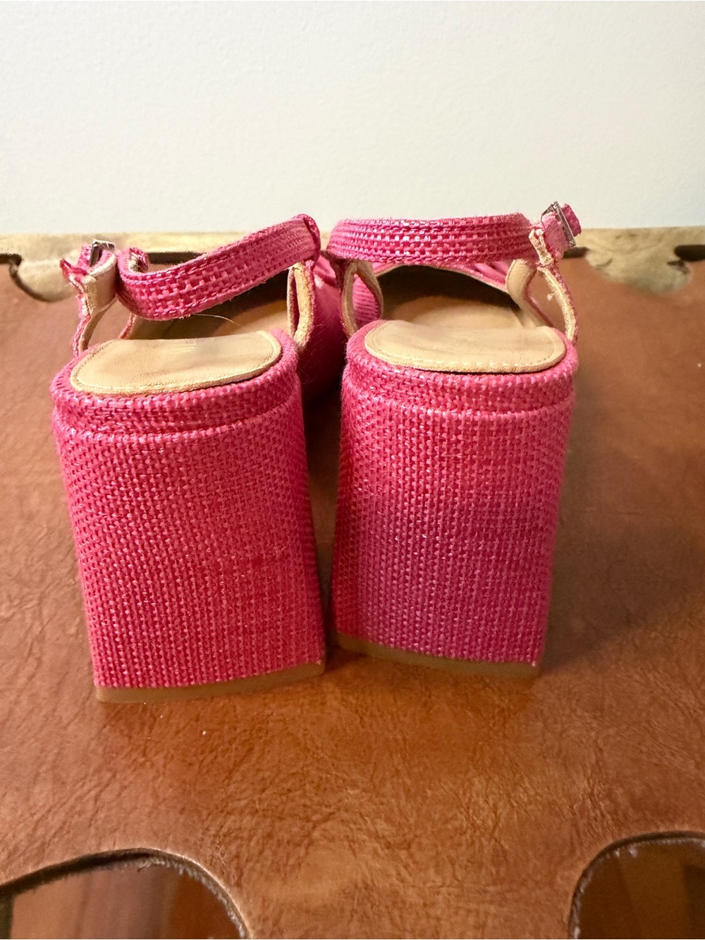 Sesto Meucci Hot Pink Woven Slingback Flats with Horsebit - Picture 4 of 6